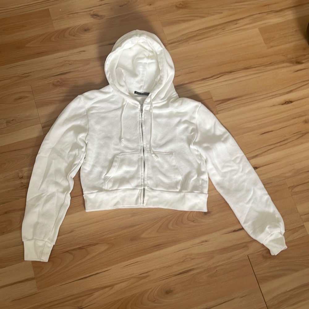 White brandy Melville cropped zip up